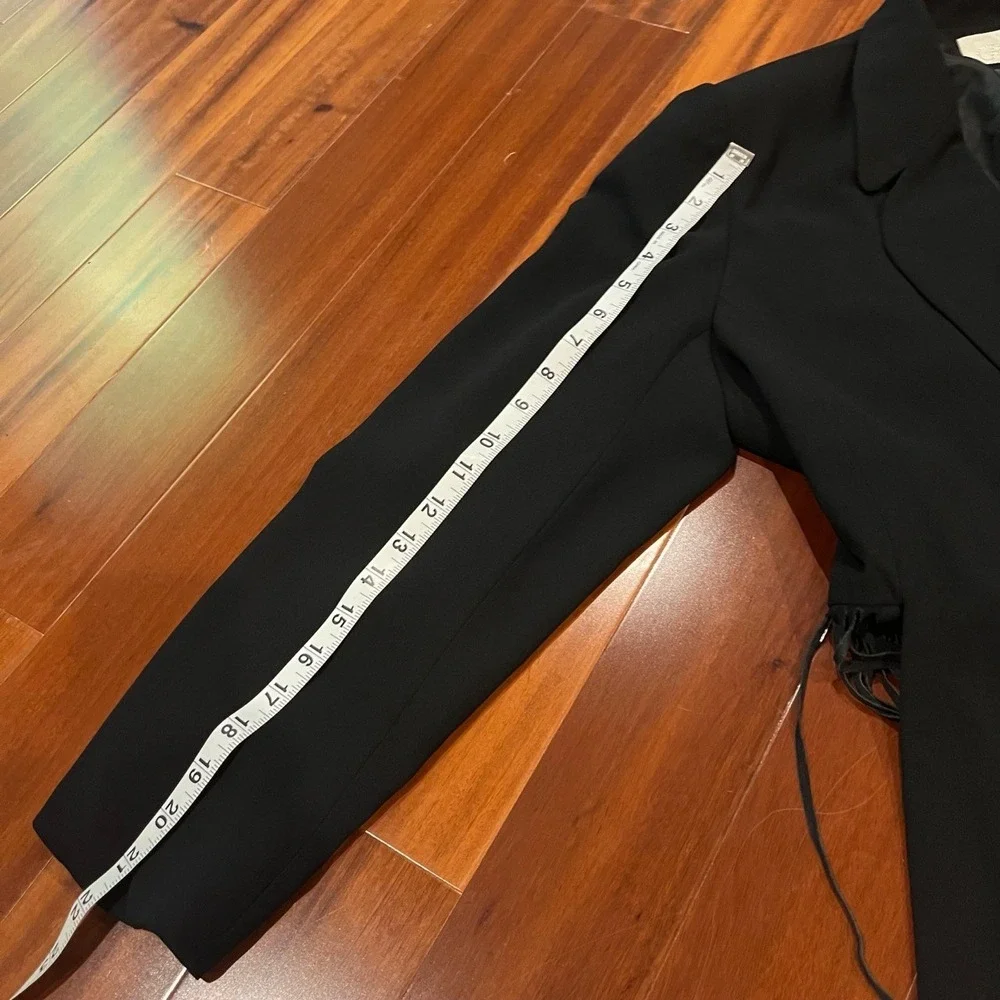 Cache Black Jacket Fringe Trim Single Button Notched Lapel‎ Blazer Western Sz 14